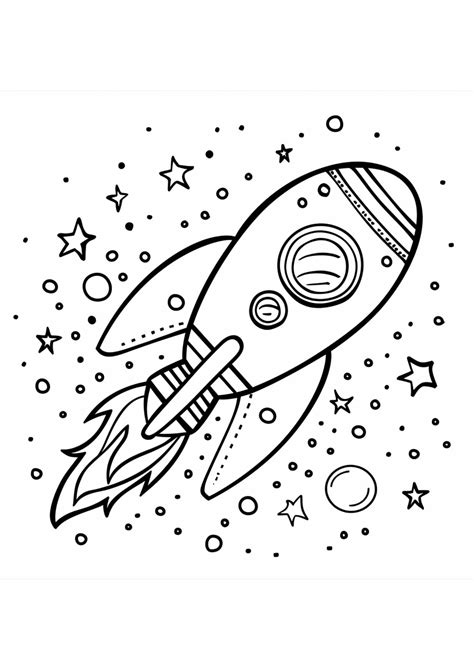 Coloring Page Rocket Ship