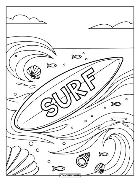 Coloring Page Surfboard