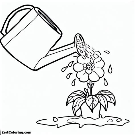 Coloring Page To Water The Flowers