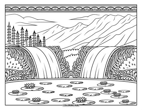 Coloring Page Waterfall