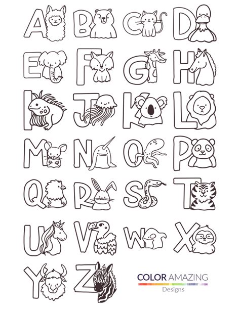 Coloring Pages Alphabet Animals