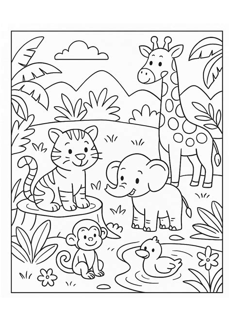 Coloring Pages Animals For Kindergarten