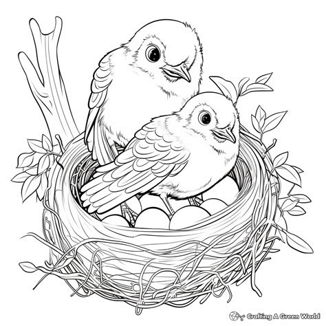 Coloring Pages Bird In Nest