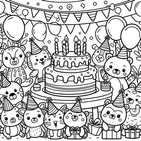 Coloring Pages Birthday Party