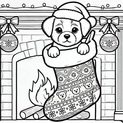 Coloring Pages Christmas Puppy