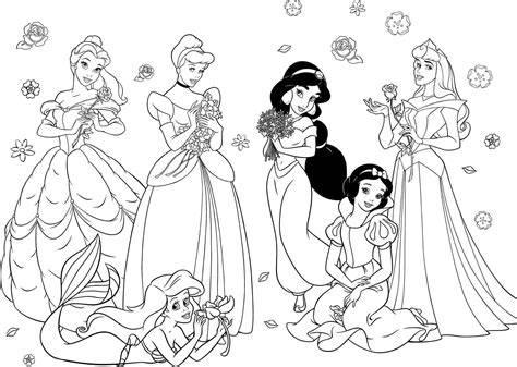 Coloring Pages Disney Princesses Together
