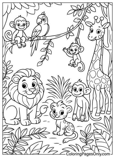 Coloring Pages For Animals In The Jungle