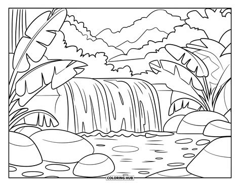 Coloring Pages Of Waterfalls