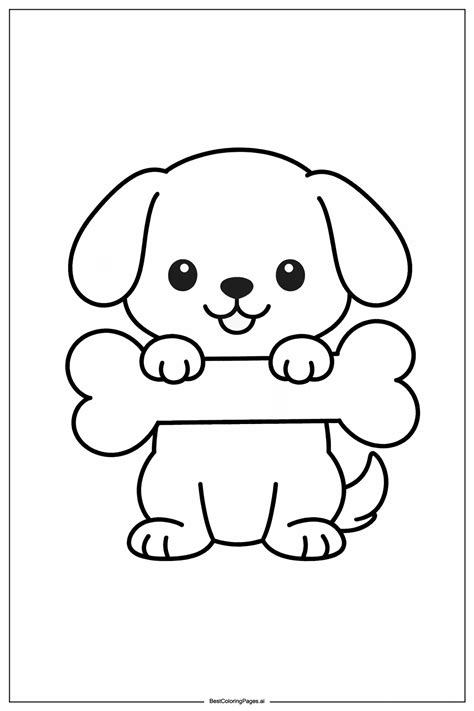 Coloring Pages Puppy With A Bone