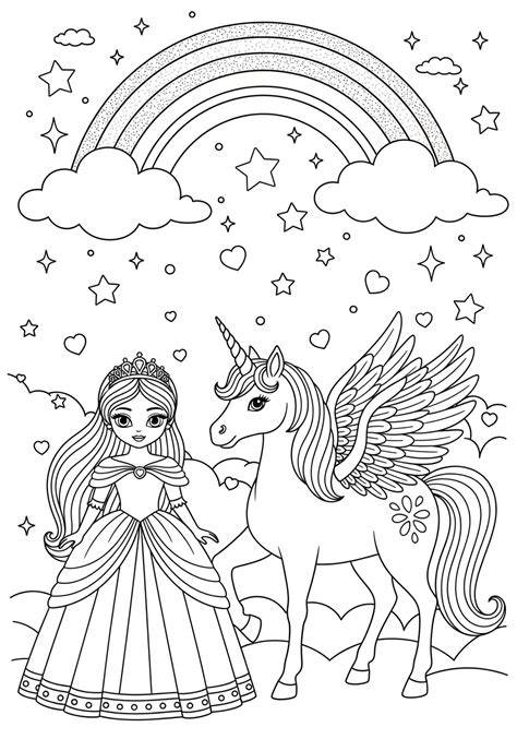 Coloring Pages Unicorn And Princess