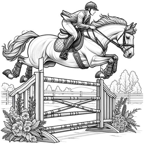 Coloring Pictures Of Horses Jumping
