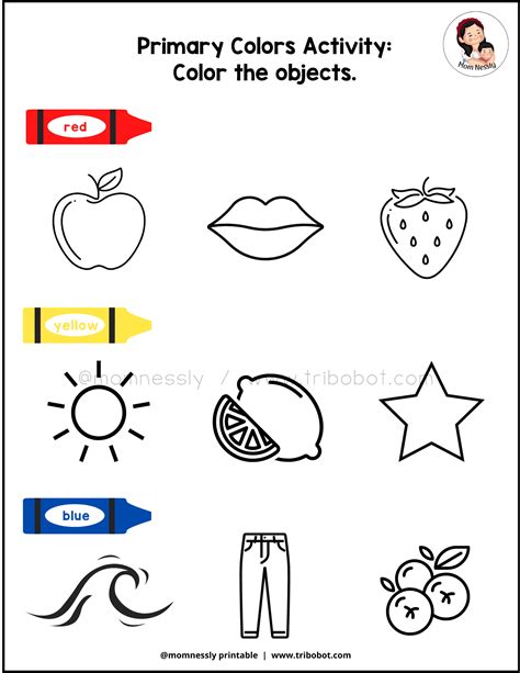 Coloring Primary Colors Worksheet