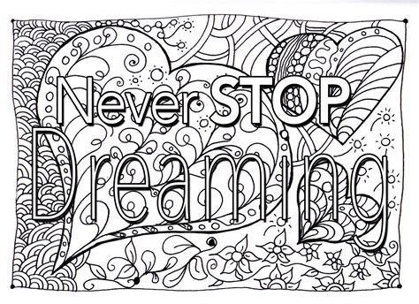 Coloring Quote Never Stop Dreaming