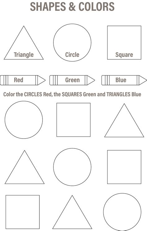 Coloring Shapes Worksheet Kindergarten