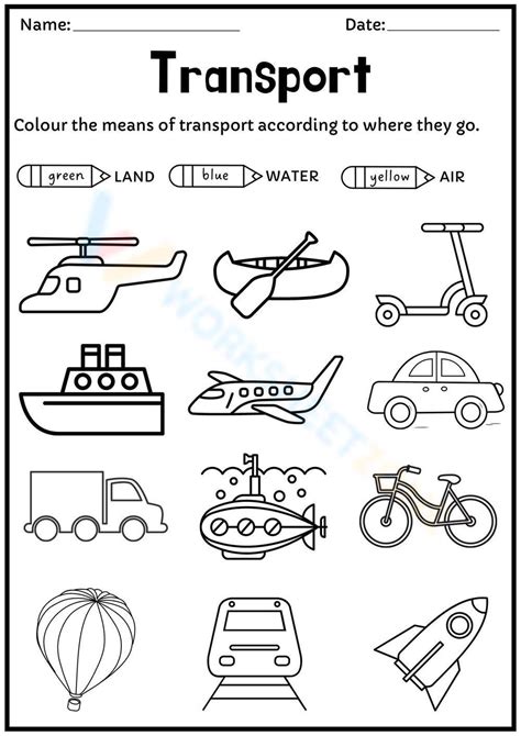 Coloring Transportation Worksheet