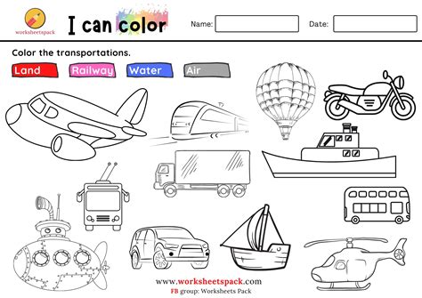 Coloring Transportation Worksheet For Kindergarten