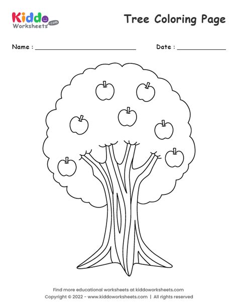 Coloring Tree Worksheet For Preschool
