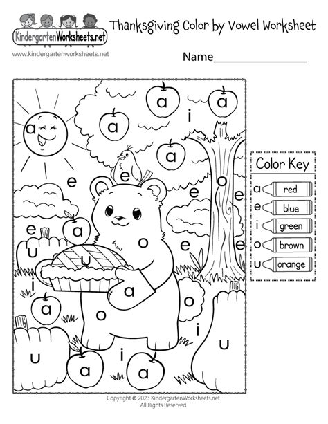 Coloring Vowels Worksheet