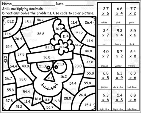 Coloring Worksheet Decimals