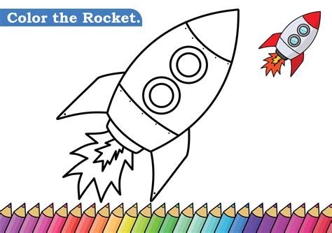 Coloring Worksheet Rocket Ship