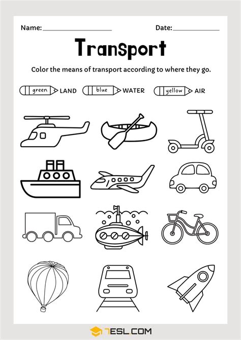 Coloring Worksheet Transport