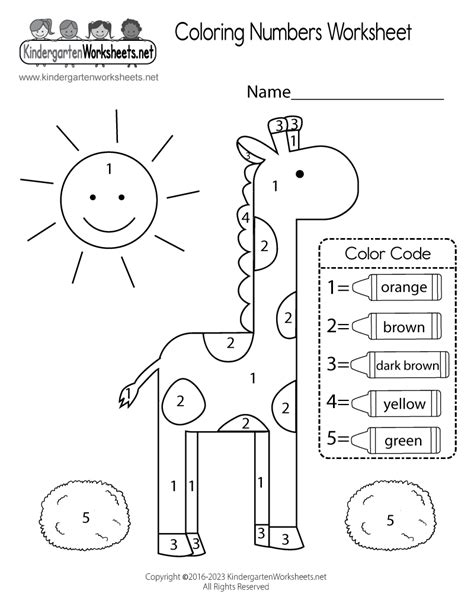 Coloring Worksheets For Kindergarten Numbers