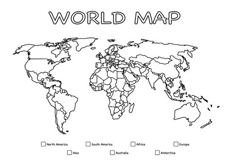 Coloring World Map Printable