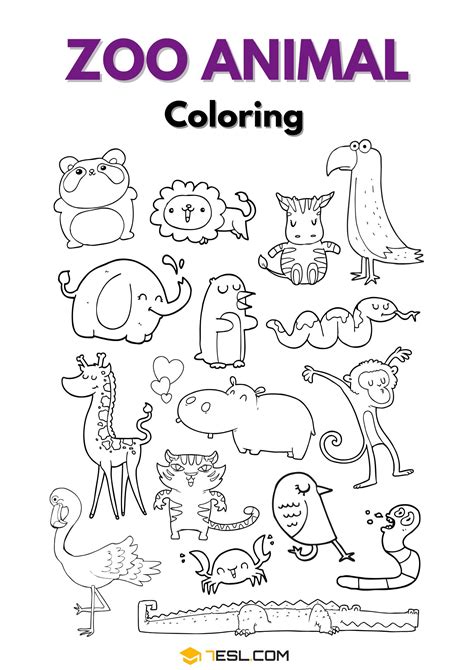 Coloring Zoo Animals Worksheet