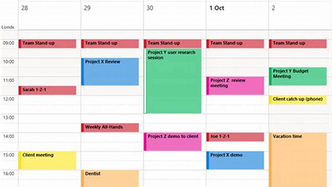 Colour Coding Outlook Calendar