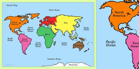 Printable Giant Coloring Poster World Map Continents Giant Coloring