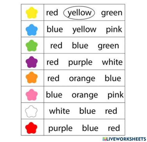 Colour Worksheet Grade 1