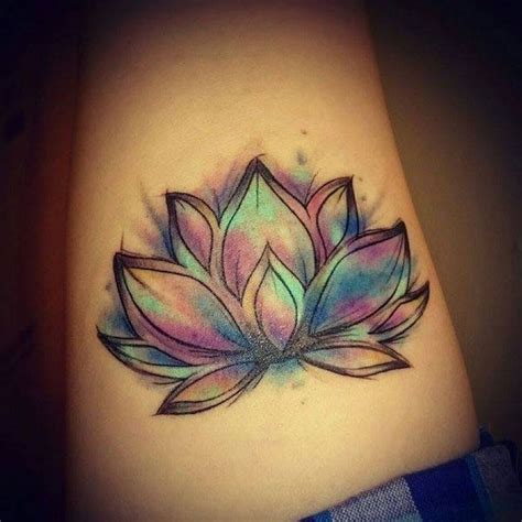 Coloured Lotus Flower Tattoo