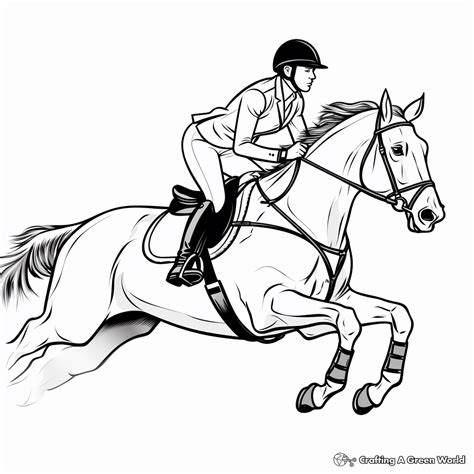 Colouring Pages Horses Jumping