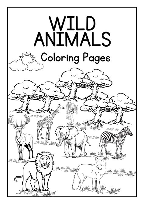 Colouring Worksheet Of Wild Animals