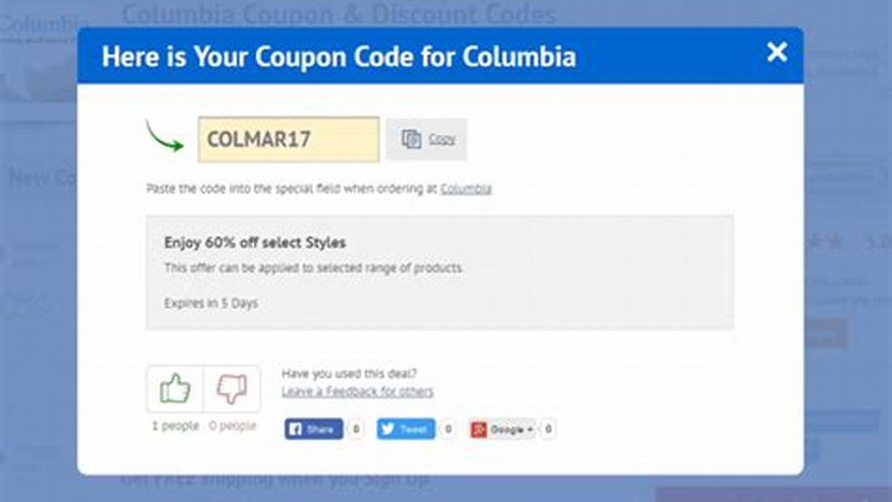 Columbia Promo Code July 2024