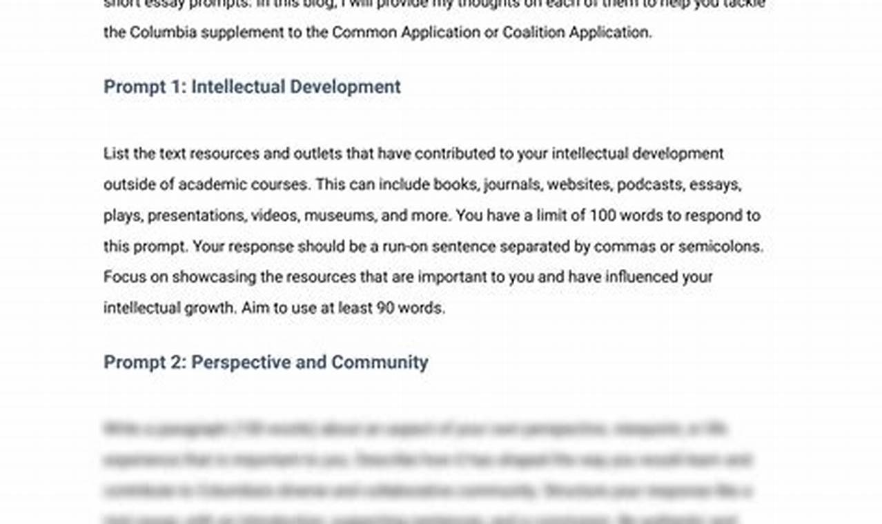 Columbia Supplemental Essays 2024-24