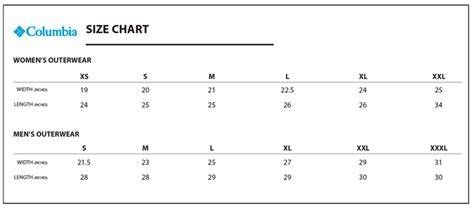 Columbia Jacket Size Chart