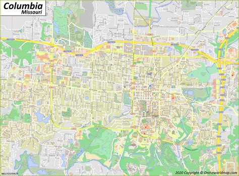 Columbia, MO Wall Map