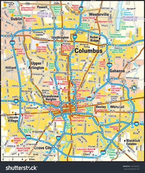 Mapa de Columbus Ohio brillante cartel foto banner impresión Etsy