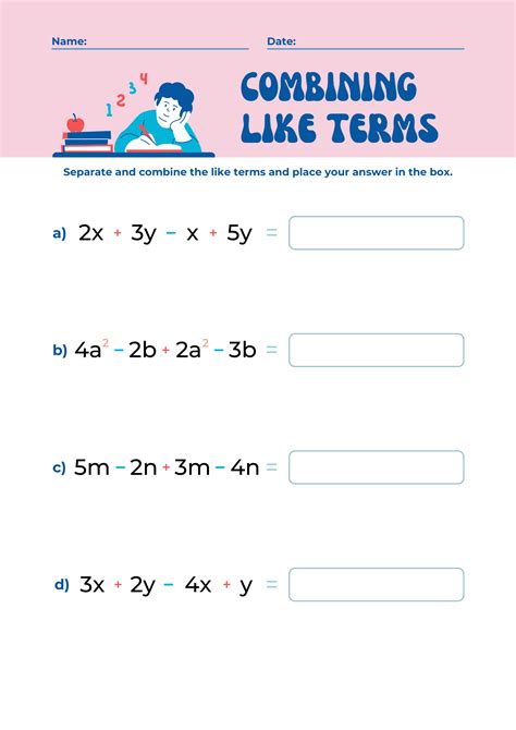 Combining Like Terms Worksheet 8Th Grade