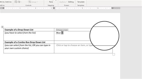 Combo Box vs Drop-Down List in Microsoft Word
