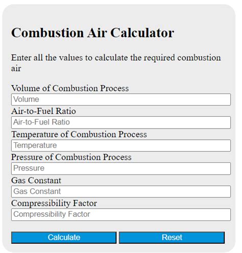 Optimize Your Combustion System Efficiency with Our Air Intake Calculator