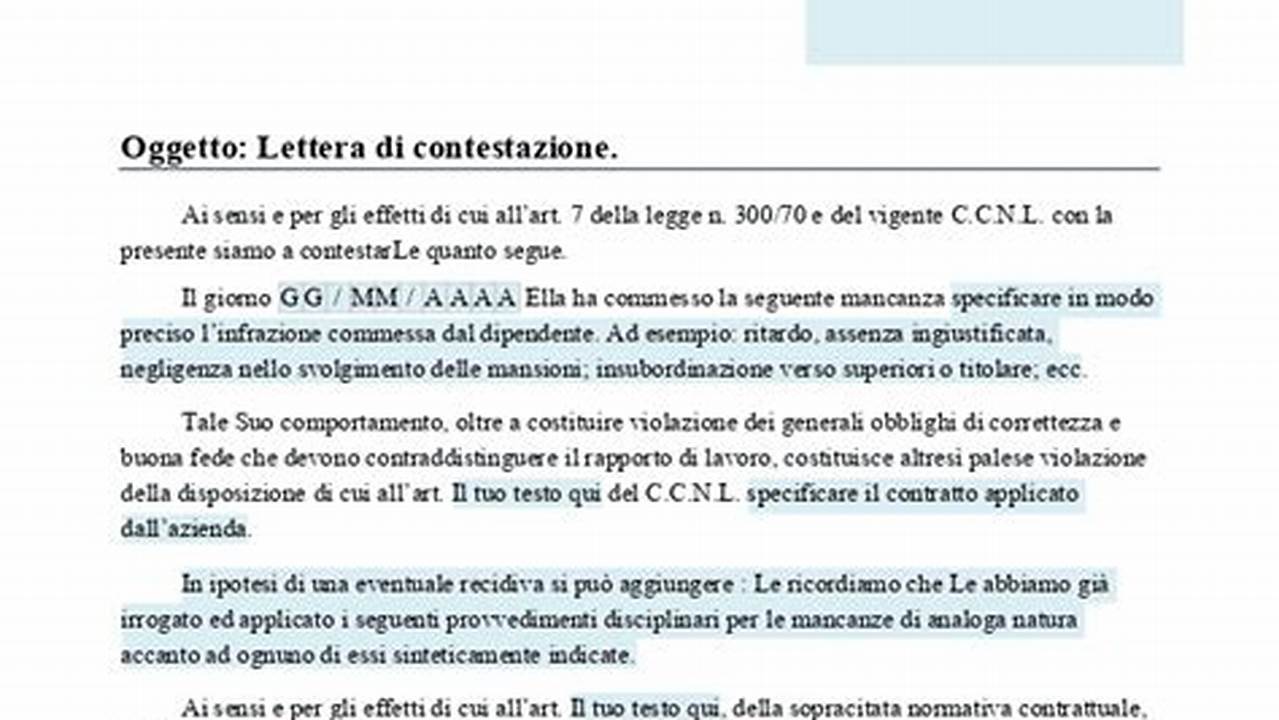 Come Scrivere Una Lettera Di Risposta A Una Contestataione Disciplanare., IT Modello