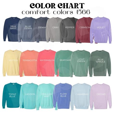 Comfort Colors 1566 Color Chart