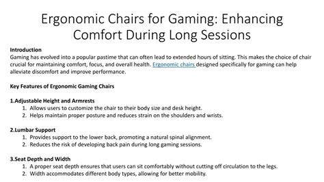 Comfort for Long Sessions