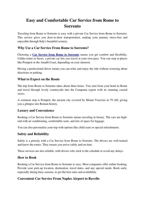 Comfortable Car Service