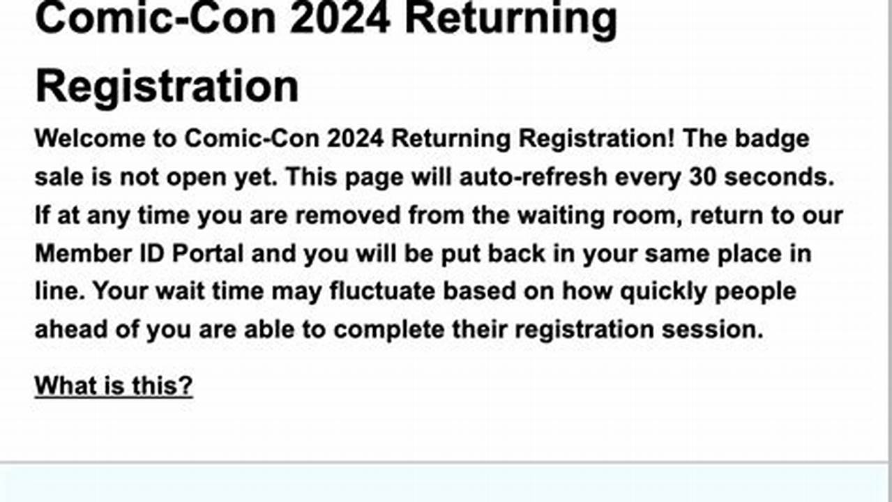 Comic Con Returning Registration 2024