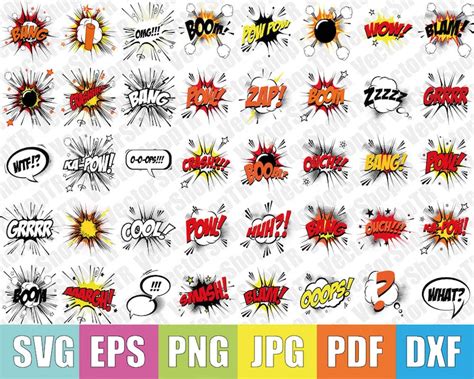 Download Comic Book Bursts Pow Zap Oof DXF Files