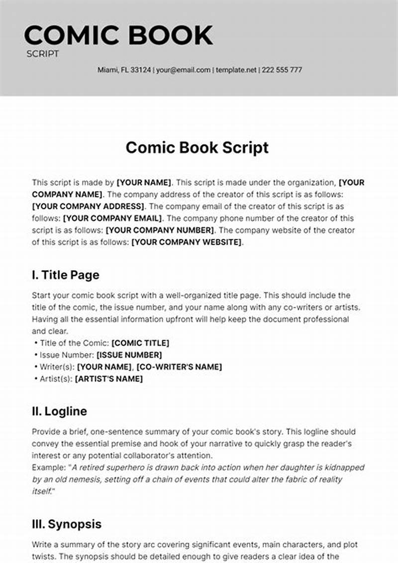 Comic Book Script Format Template
