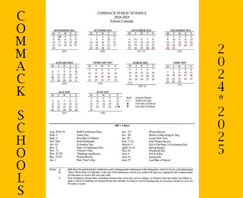 Commack School District Calendar